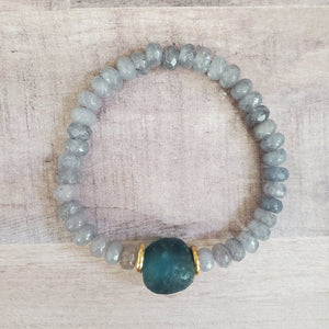Recycled Glass | Agate Bracelet