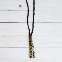 Load image into Gallery viewer, Cheetah Tassel + Black Onyx Necklace
