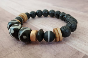 Batik Bone Bead | Lava Stone Bracelet