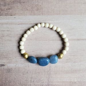 Blue Agate | White Wood Bracelet