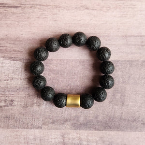Lava Stone | Gold Bead Bracelet