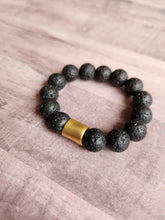 Load image into Gallery viewer, Lava Stone | Gold Bead Bracelet
