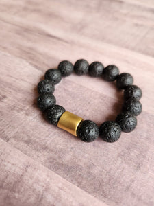 Lava Stone | Gold Bead Bracelet