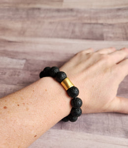 Lava Stone | Gold Bead Bracelet