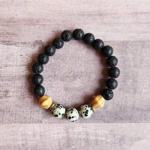 Lava Stone | Dalmatian Jasper Bracelet