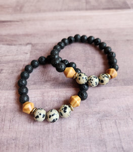 Lava Stone | Dalmatian Jasper Bracelet