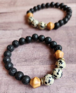 Lava Stone | Dalmatian Jasper Bracelet
