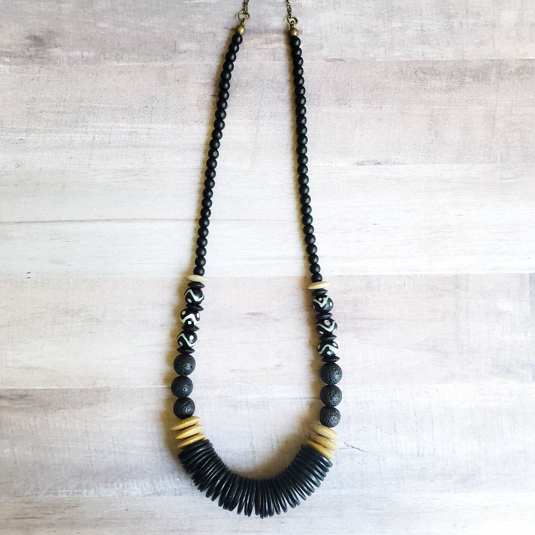 Coco Disc + Batik Bead Necklace