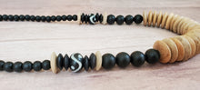 Load image into Gallery viewer, Wood Disc + Batik Bead Necklace
