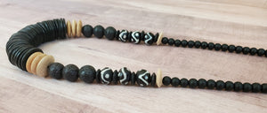 Coco Disc + Batik Bead Necklace