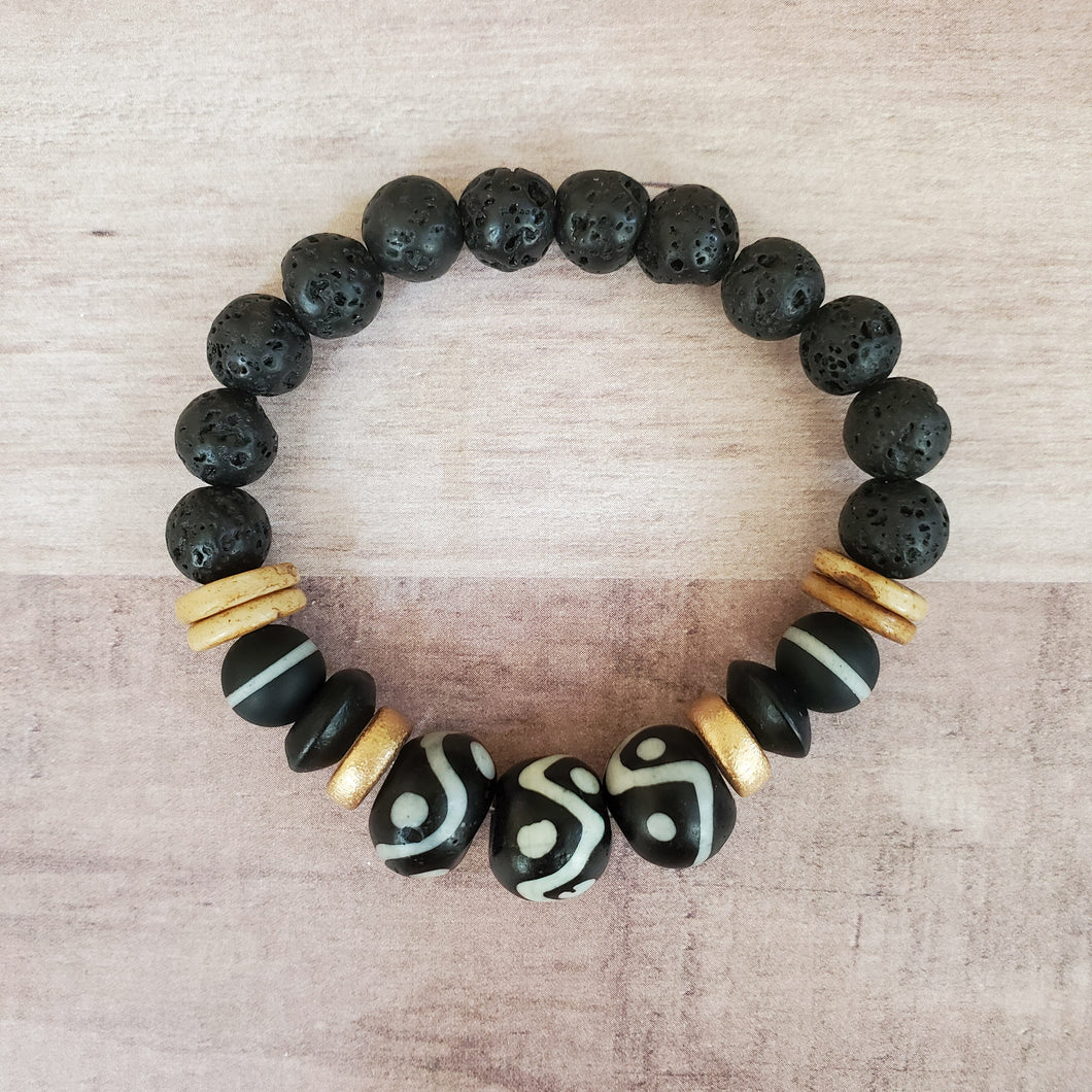 Batik Bone Bead | Lava Stone Bracelet