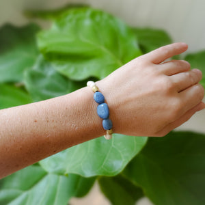 Blue Agate | White Wood Bracelet